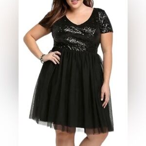 Torrid Sequin Tulle Party Dress Black Sz 14 (Plus)